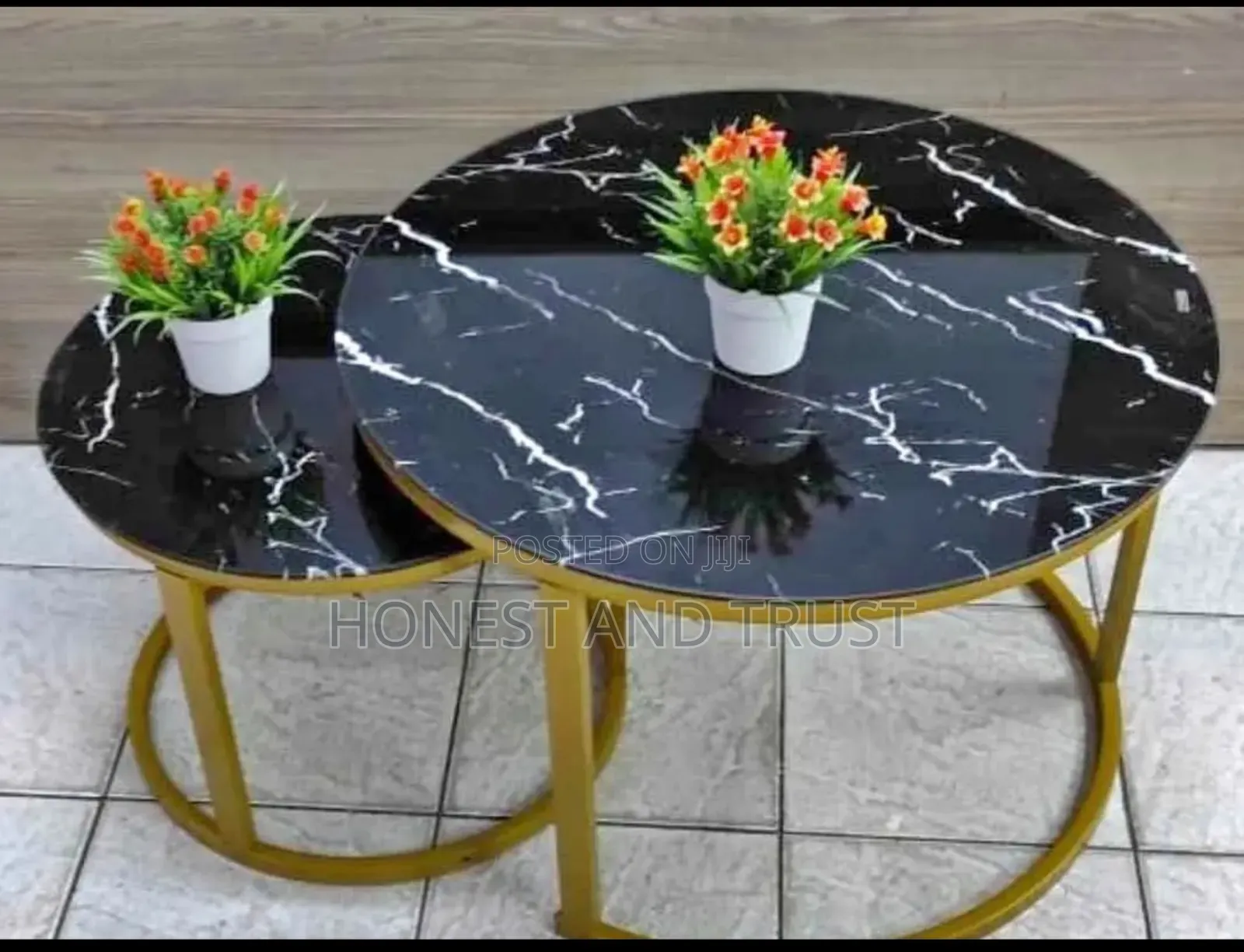 2 in 1 Nesting Glass Marble Effect Coffee Table