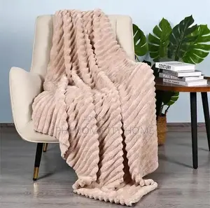 High-Quality Soft Brown Velvet-Ribbed Throw Blanket