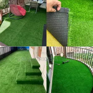 Artfacial Green Grass With Balcony Swing Chair