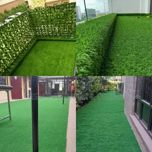 Artificial Green Grass Carpets With Leafy Balcony Fence 3m
