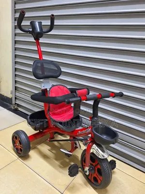 Red Three Wheels Push Handle Tricycle for Kids Below 5 Years