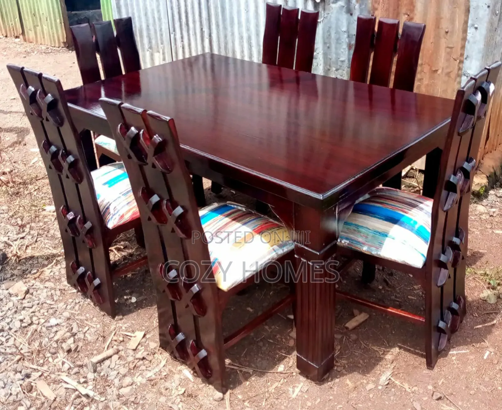 Dining Set, a Secure Dark Walnut Dining Set, 6 Seater