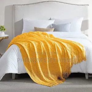 Jacquard Acrylic Cashmere Knitted Throw Blankets With Tassel