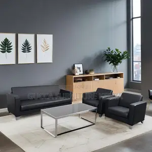 Office Sofa: Lobby Multi-Seater Modern Simple Leather Sofa