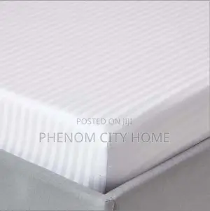 White Elegant Striped Fitted Bedsheet