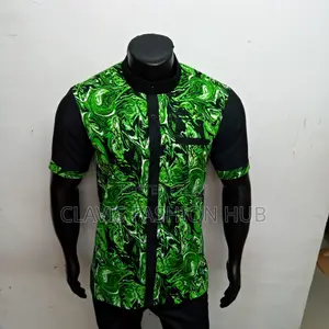 Green Kitenge Short Sleeved Shirt