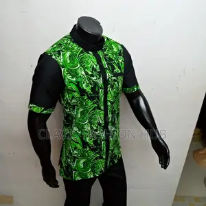Green Kitenge Short Sleeved Shirt