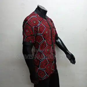 Black and Red Full Kitenge Shirt