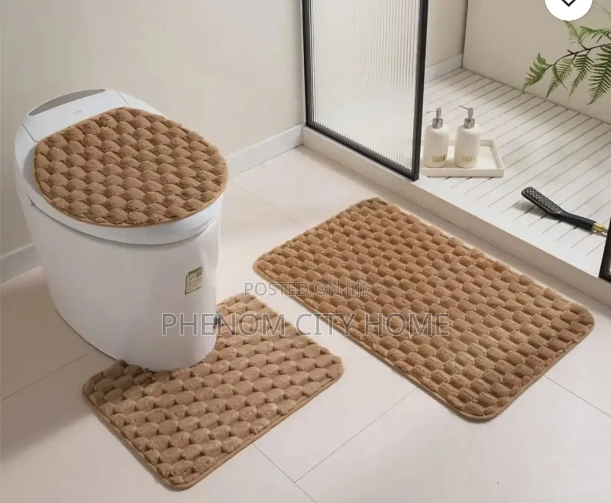 Soft Fluffy Absorbent Non-Slip 3 Pc Toilet Sets