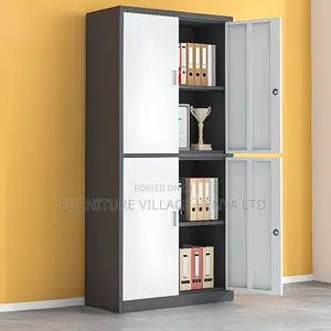 Cabinets:Office Gray 4-Door Storage Cabinet Steel Frame