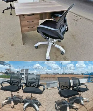 Lockable Brown 1m Office Desk With Mesh Office Chair Yf5r