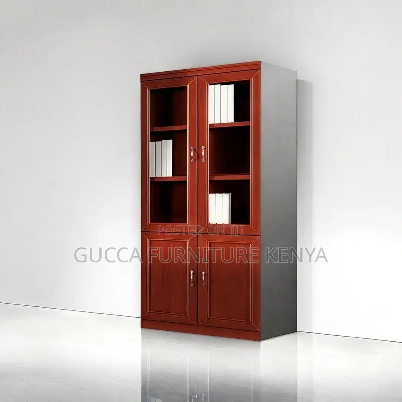 Office Cabinet:Solid Mahogany Open View Storage Wood Unit