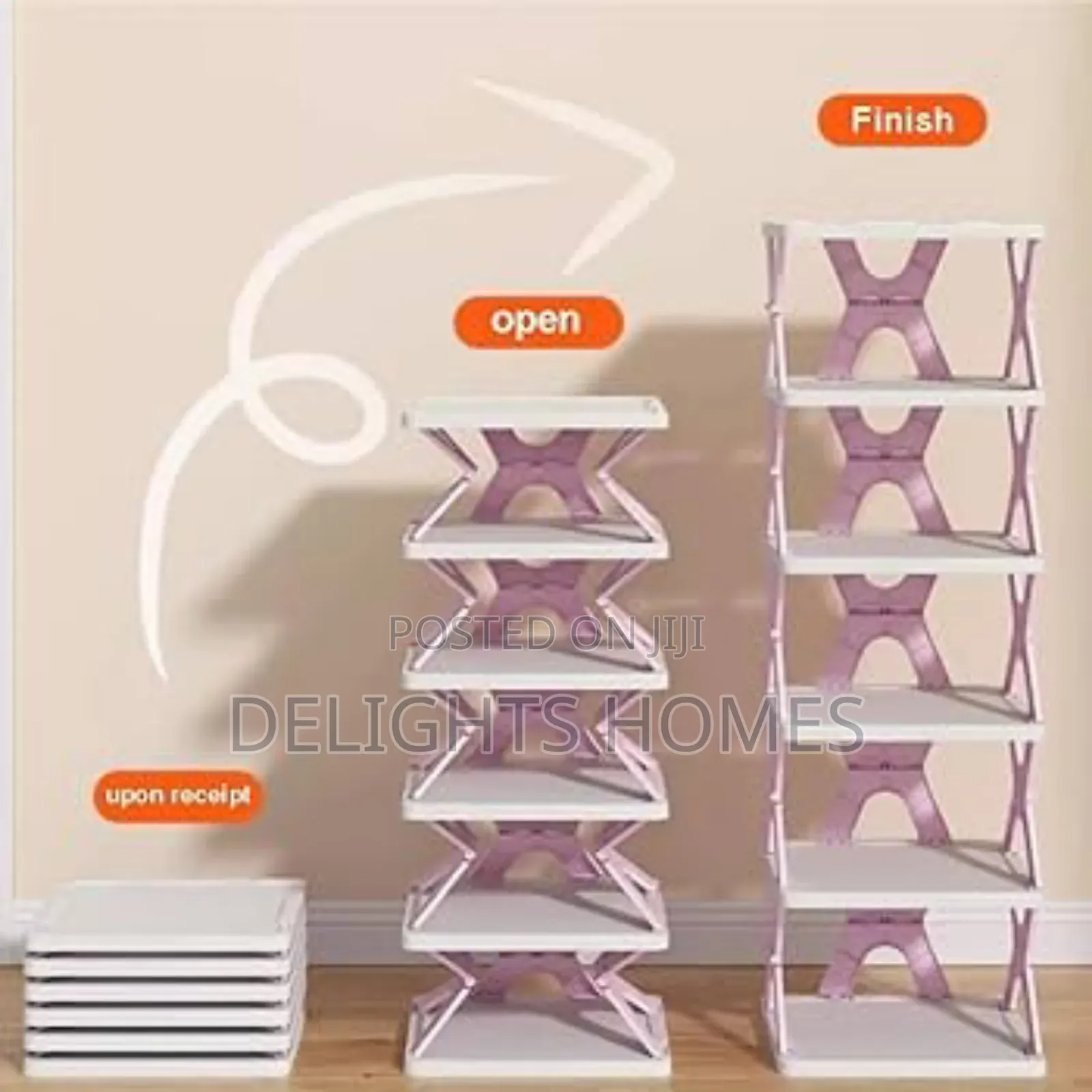 275mm2 X 95cm High 6 Layer Foldable Retracting Shoe Rack