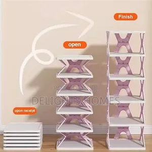 275mm2 X 95cm High 6 Layer Foldable Retracting Shoe Rack