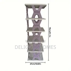 275mm2 X 95cm High 6 Layer Foldable Retracting Shoe Rack