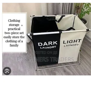 2 Compartment Foldable and Portable Laundry Basket