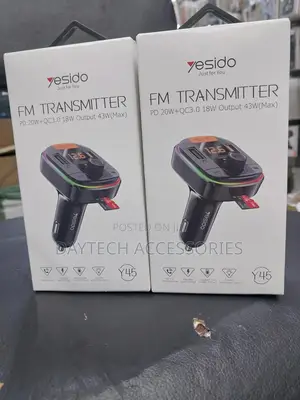 Yesido Y45 Fm Transmitter With Bluetooth and Fast Charging