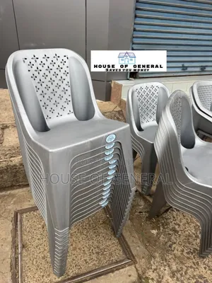 Silver Armless Plastic Chair. Strong,Durable Plastic Chair