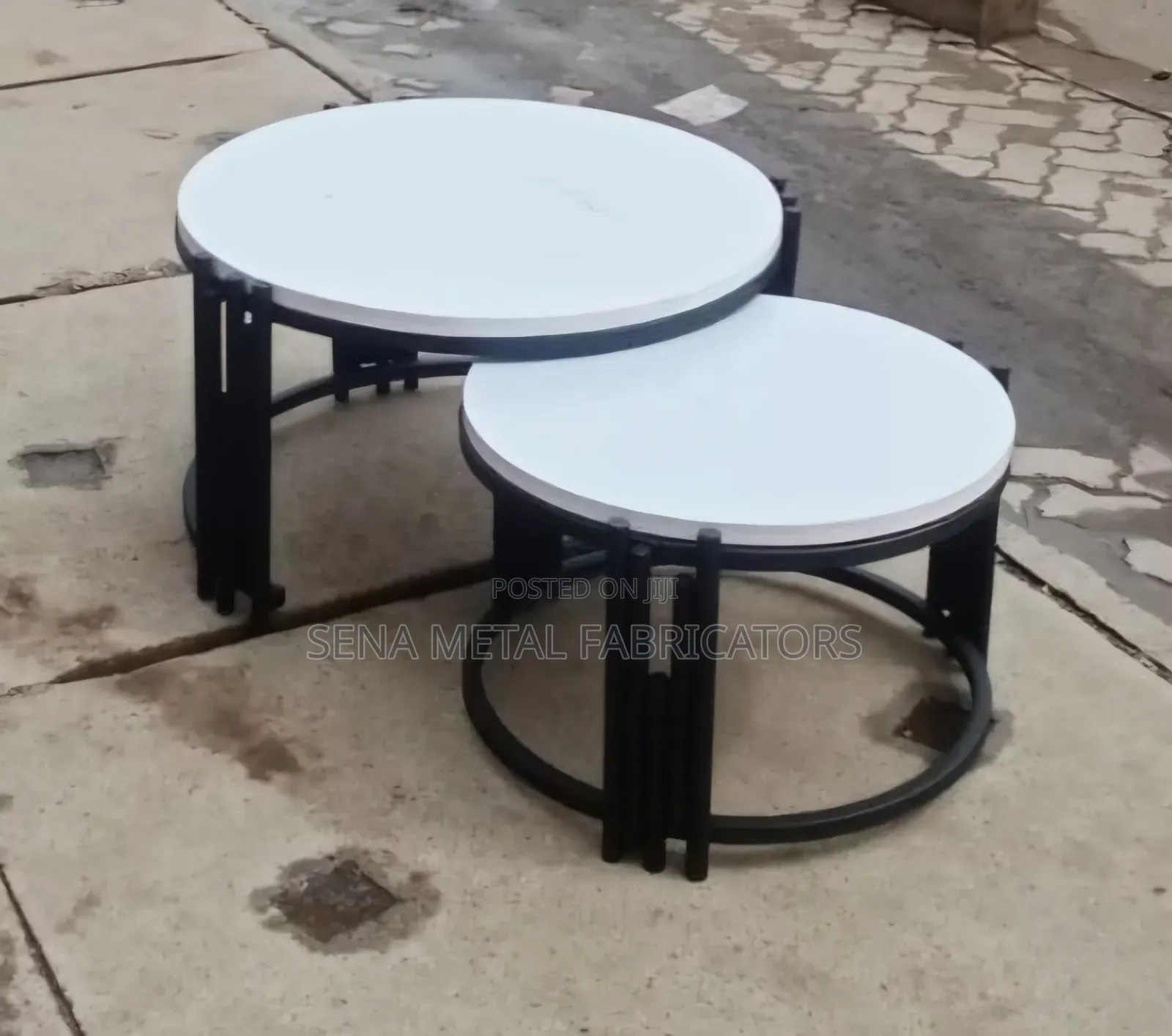 Unique Black Coffee Table With White Top.