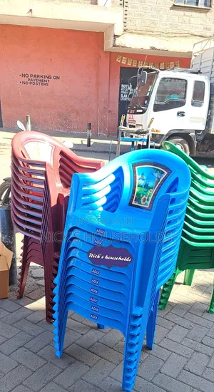 Strong and Durable Plastic Chair With Arms and Flowers