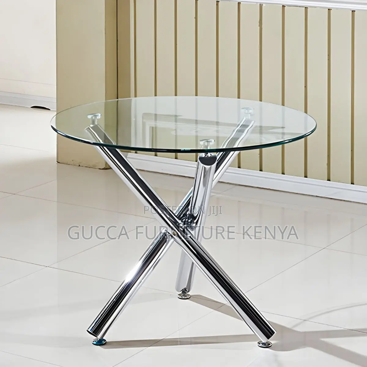 Dining Tables:Round Shape Transparent Dining Glass Table