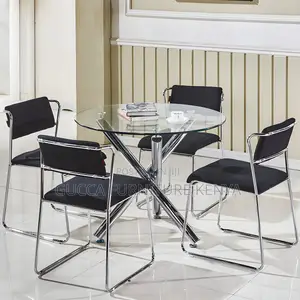 Dining Tables:Round Shape Transparent Dining Glass Table