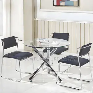Dining Tables:Round Shape Transparent Dining Glass Table
