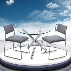 Dining Tables:Round Shape Transparent Dining Glass Table