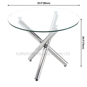 Dining Table:Elegant Transparent Round Glass Office Table