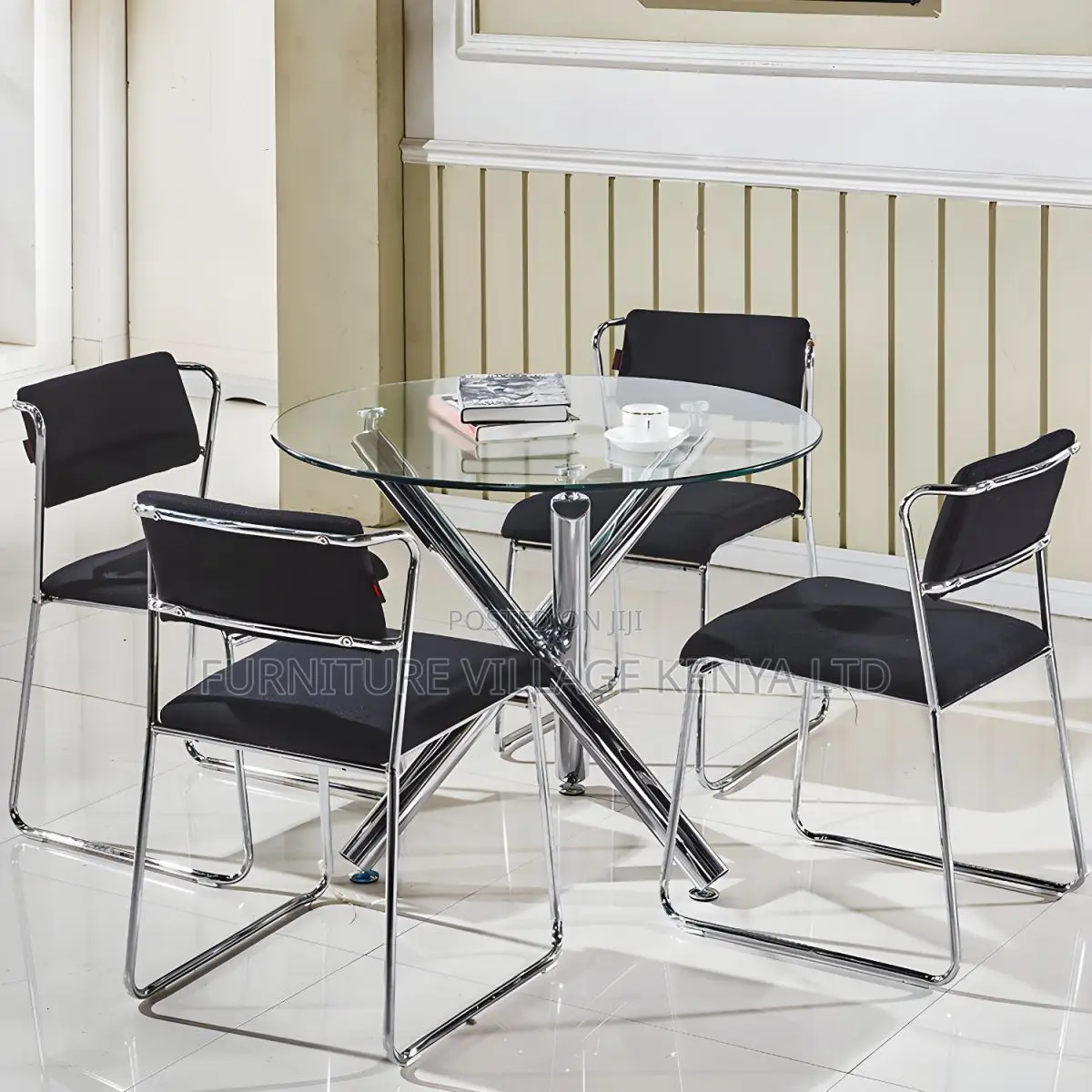 Dining Table:Elegant Transparent Round Glass Office Table