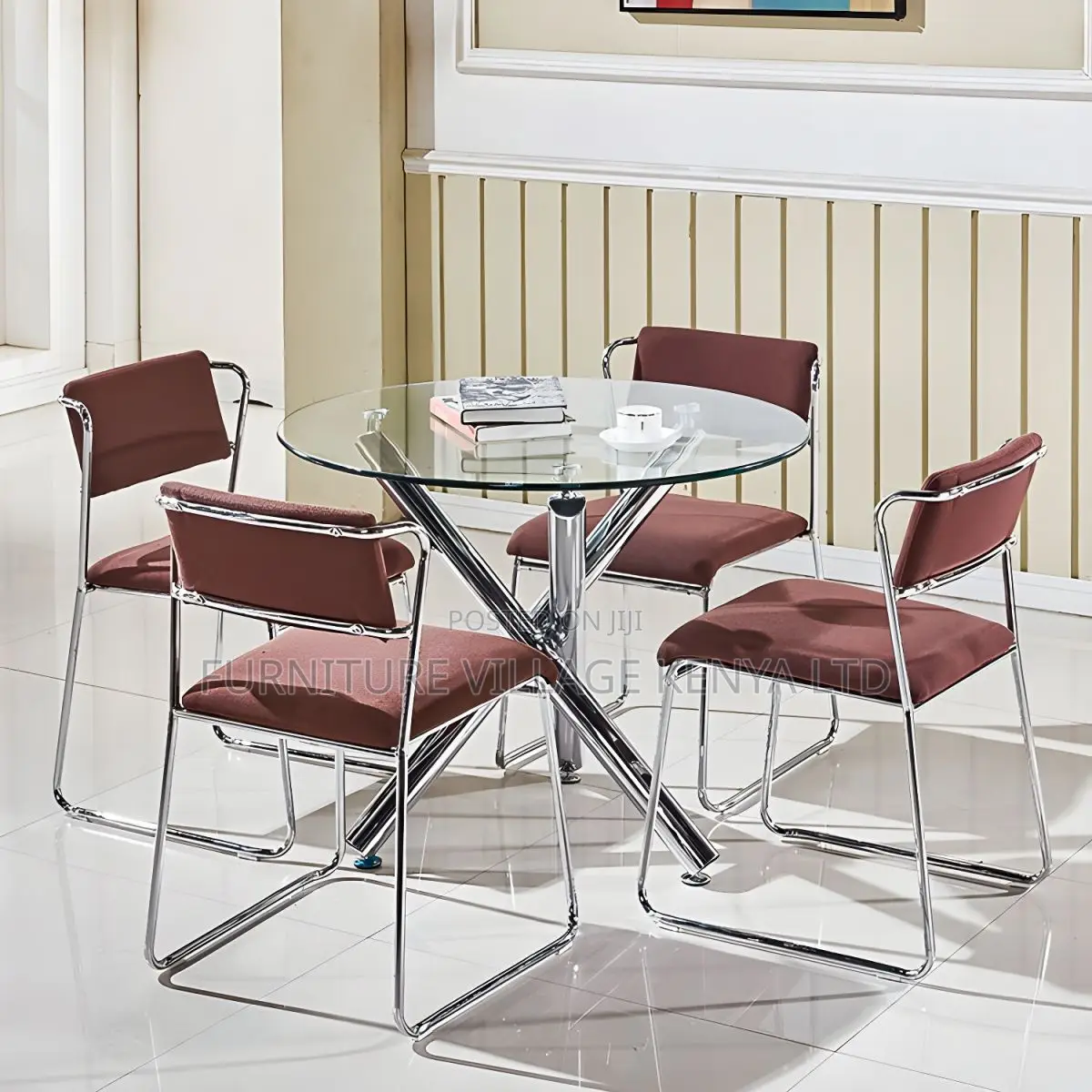 Dining Table:Elegant Transparent Round Glass Office Table