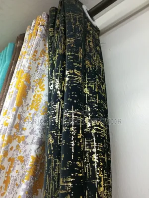Black and Gold Velvet Cotton Curtain Available