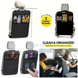 Car Seat Back Protector With Mesh Storage Compartments
