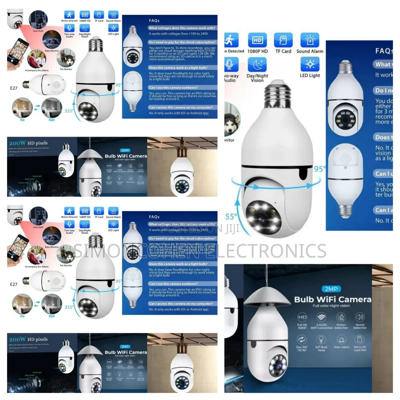 Rotating Wireless Wifi Nanny Camera Bulb