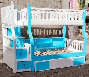 Blue Wooden Double Decker With Staircase