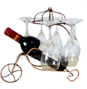 Copper Bicycle Wine Bottle and Glass Holder