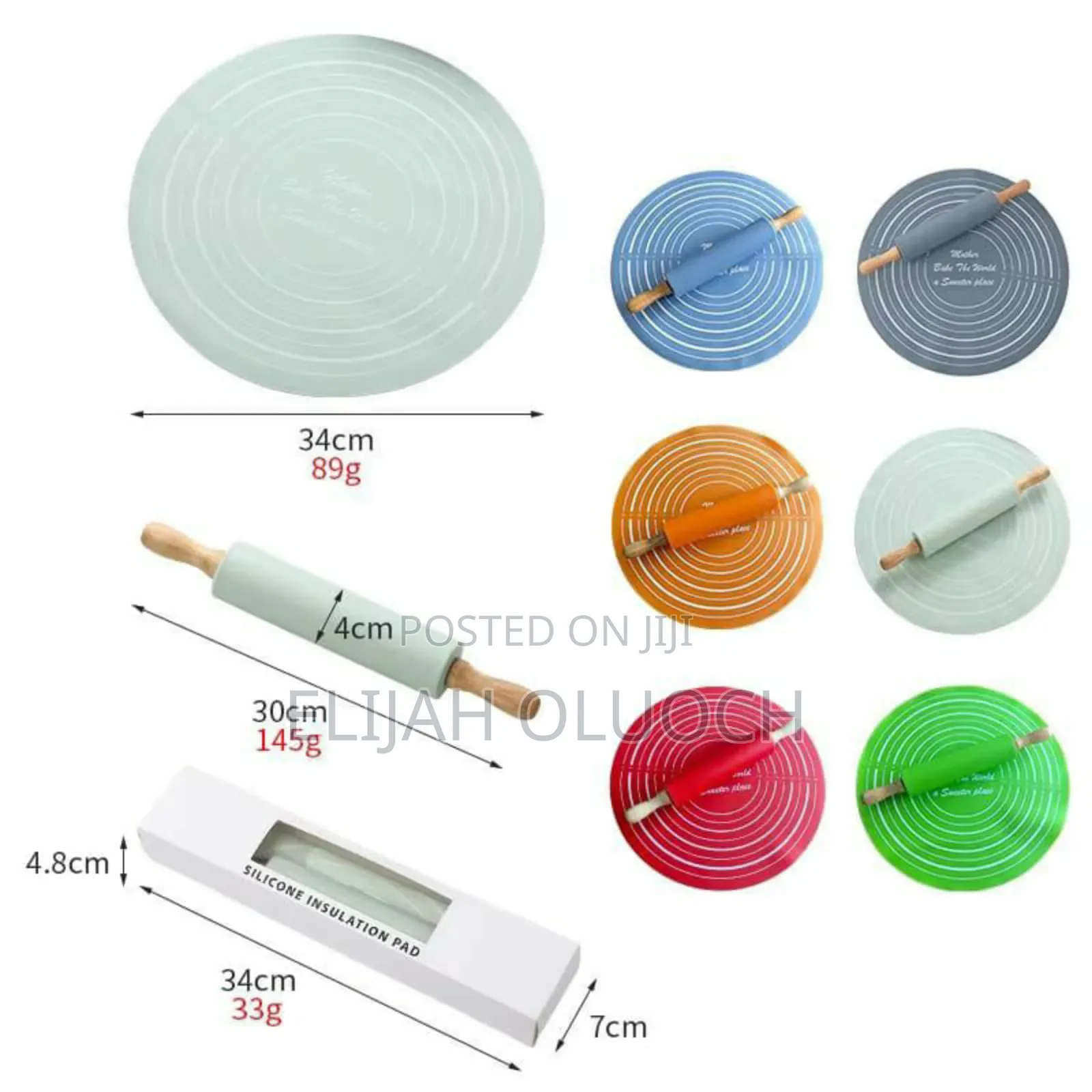 Silicone Baking Mat With Rolling Pin Set