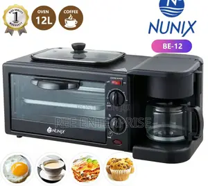 Nunix 3 in 1 Breakfast Maker; Toaster,Oven, Coffee Maker
