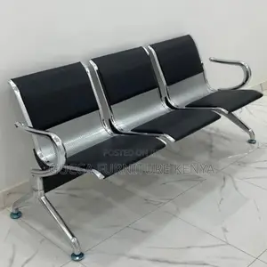 Benches: Leather Seating Waiting Chair for 3-Person