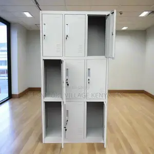 Cabinets:All-Steel 9-Door Locker for High-Security Storage