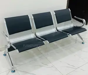 Office Bench:Leather Padded Guest Waiting Bench (3-Link)