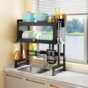 Over the Sink Kitchen Dish Drying Rack With Glass Lid