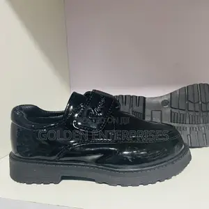 Quality Boy’S Wetlook Black School Shoes 27-38