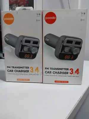 Porodo Fm Transmitter and Fast Charging Car Charger – Black