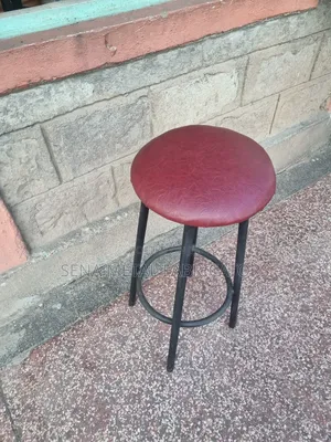 Maroon Barstool With Strong Metal Frame.