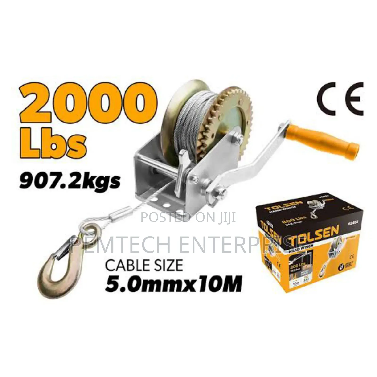 Tolsen,Hand Winch(Industrial),62453,2000lbs
