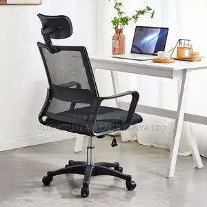 Office Chair:Dark Blue Upholstered Desk Chair With Fixed Arm