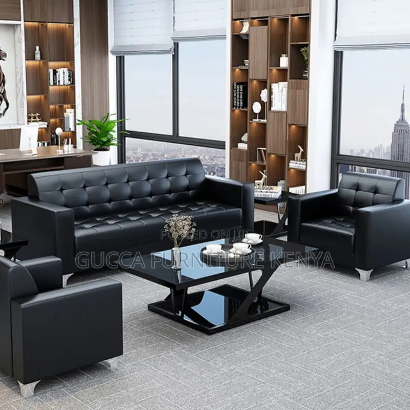 Sofas: 5-Seater Contemporary Hydrophobic Pu Leather Sofa