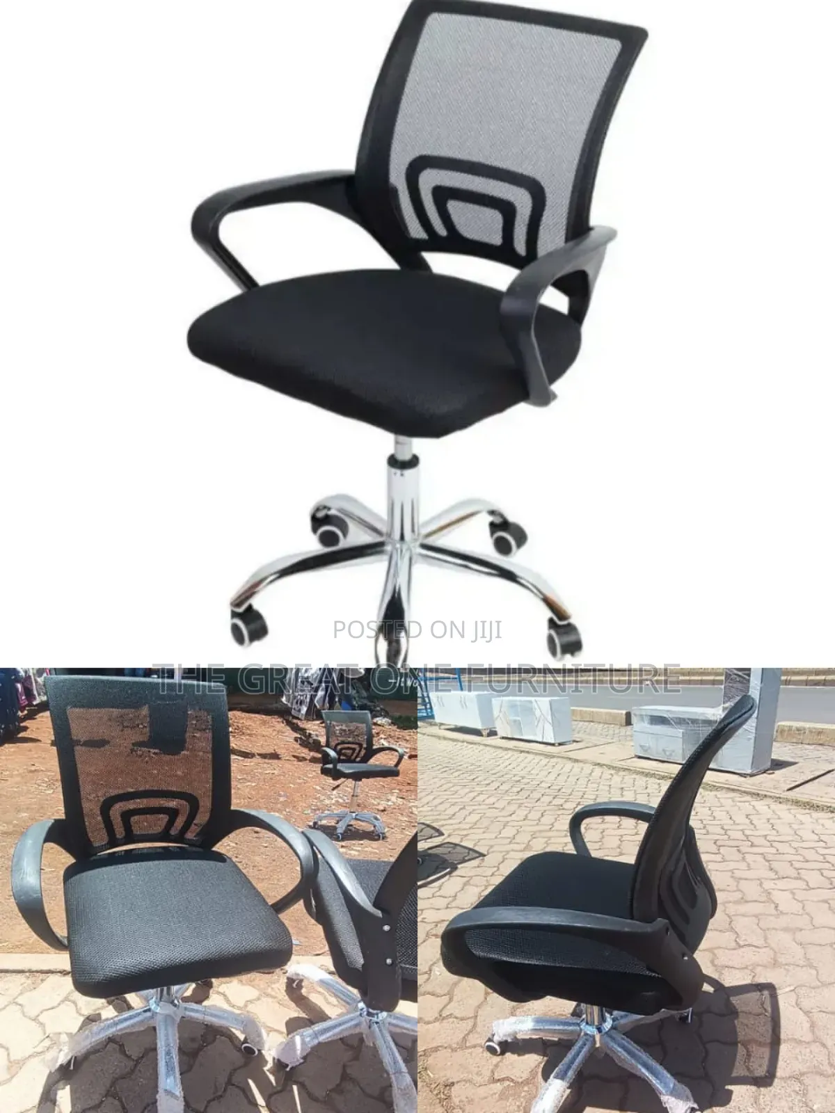Black Adjustable Swivel Mesh Office Chair Ig5td