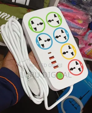 Power Socket Extension Cable With 6 Socket 4 Usb
